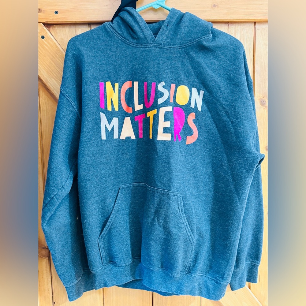 Gildan Blue Hoodie with Multicolor Print